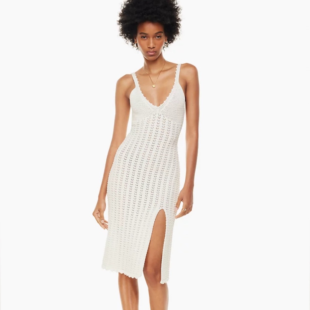 Women’s Wilfred White Knit Evie Midi Dress in Size XS